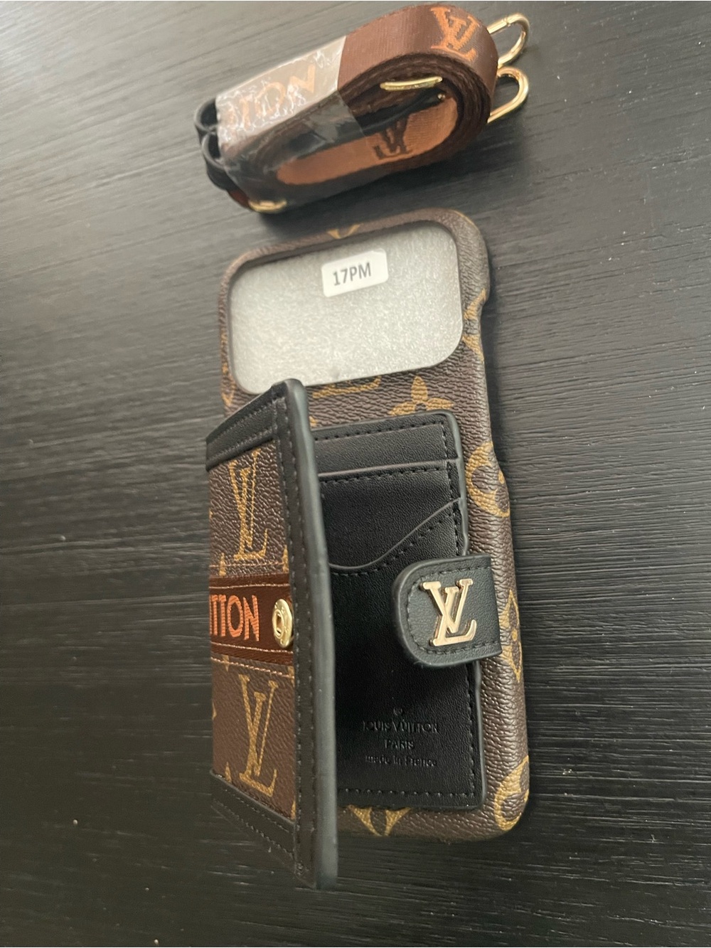 iPhone 17 pro max crossbody brown, black Phone Case with Card Pocket - Picture 5 of 9